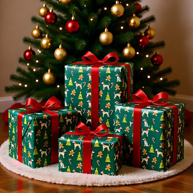 Weihnachten Geschenkpapier (Festive Whippet Christmas Wrapping Paper)