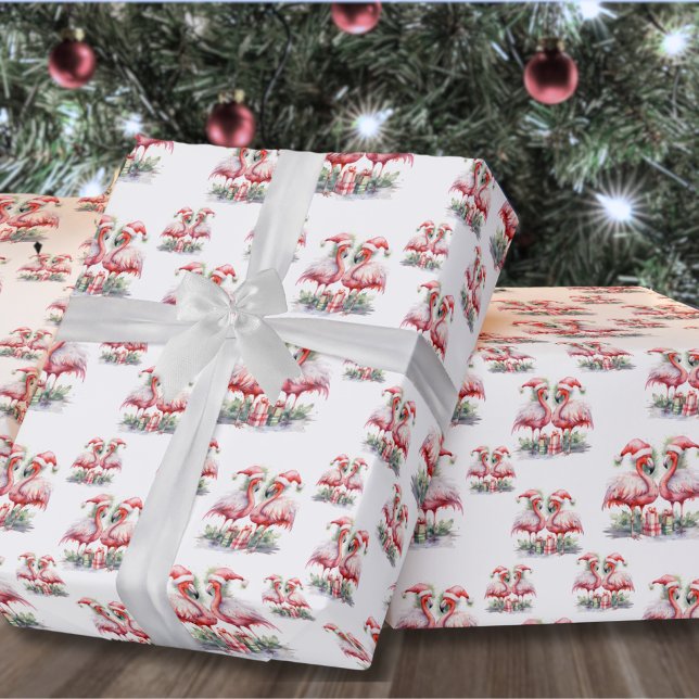 Weihnachten Geschenkpapier (Festive Flamingo Beach Christmas Wrapping Paper)