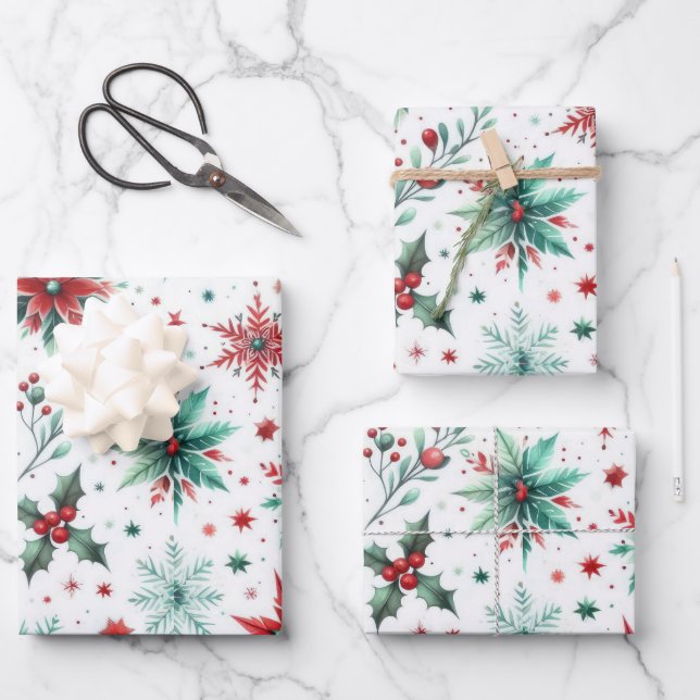 Weihnachten Geschenkpapier Set (Vorderseite)