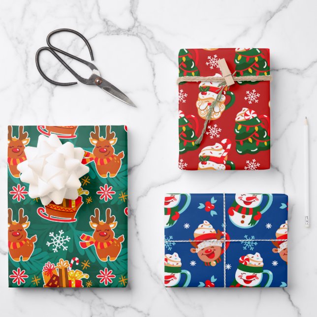 Weihnachten Geschenkpapier Set (Vorderseite)