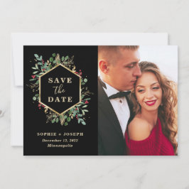 Weihnachten Gilded Greenery auf Schwarz | FOTO Save The Date