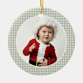 Weihnachten Gingham Foto Weihnachtsfeiertag Keramik Ornament