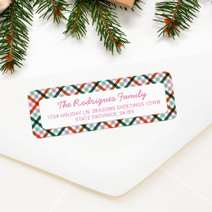 Weihnachten Gingham Pink Red Green Rücksendeadress