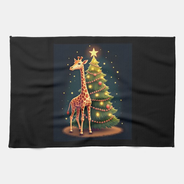 Weihnachten Giraffe Offiziellen BaumTopper Funny T Geschirrtuch (Horizontal)