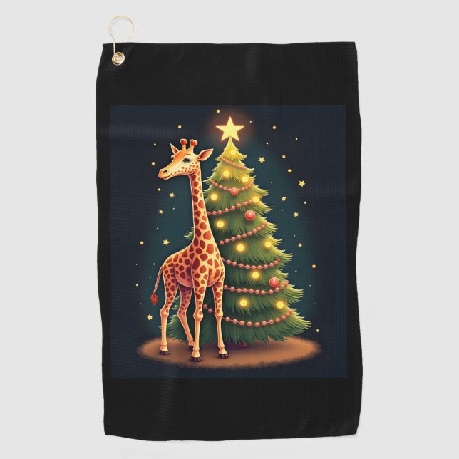 Weihnachten Giraffe Offiziellen BaumTopper Funny T Golfhandtuch (Vorderseite)
