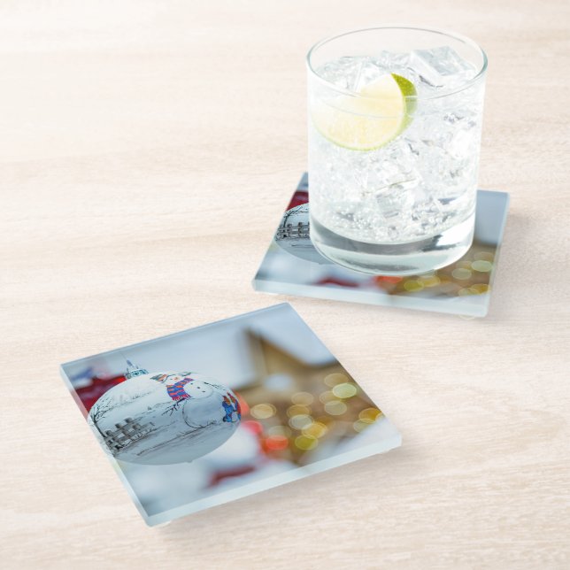 Weihnachten Glasuntersetzer (Schrägansicht)