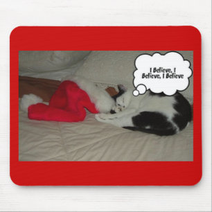 Weihnachten glauben Schwarz und Weiß Kitten Mousepad