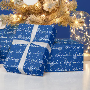 Weihnachten Glauben Text und Schneeflocken Verpack Geschenkpapier