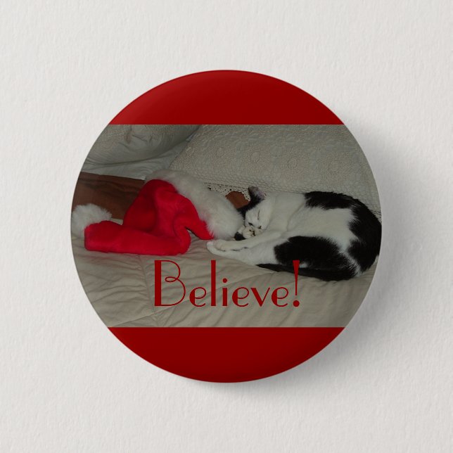 Weihnachten glaubt Kätzchen Button (Vorderseite)