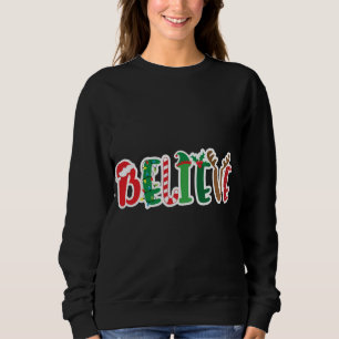 Weihnachten glaubt Lichter Weihnachtsmannmütze Can Sweatshirt