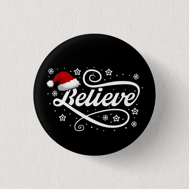 Weihnachten glaubt Weihnachtsmann - Weihnachtsmann Button (Vorderseite)
