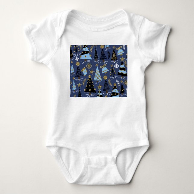 Weihnachten Glitzer: Vintages Muster Baby Strampler (Vorderseite)