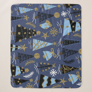 Weihnachten Glitzer: Vintages Muster Sherpadecke