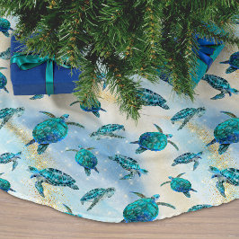 Weihnachten Glitzer Watercolor Sea Turtle Polyester Weihnachtsbaumdecke