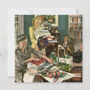 Weihnachten, glückliche Familiengeschenke Feiertagskarte