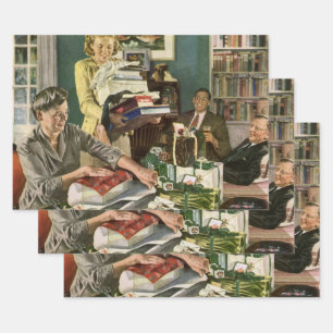 Weihnachten, glückliche Familiengeschenke Geschenkpapier Set