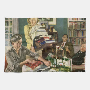 Weihnachten, glückliche Familiengeschenke Geschirrtuch