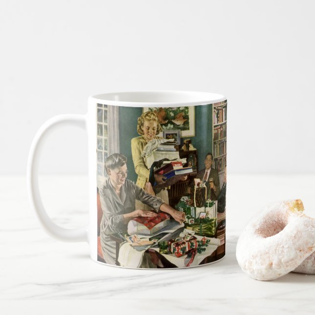 Weihnachten, glückliche Familiengeschenke Kaffeetasse (Mit Donut)