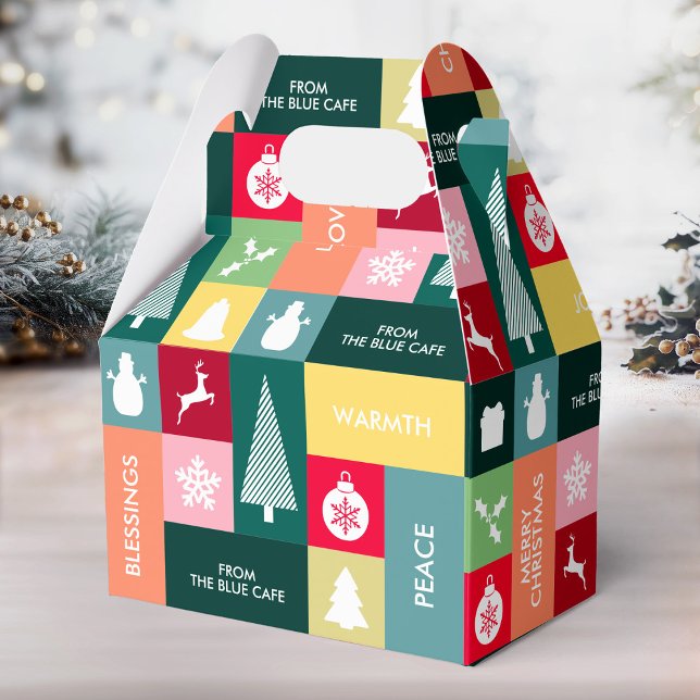 Weihnachten glückliche Tage Moderner Firmenname Geschenkschachtel (Christmas Happy Holidays Modern Name Favor Boxes)