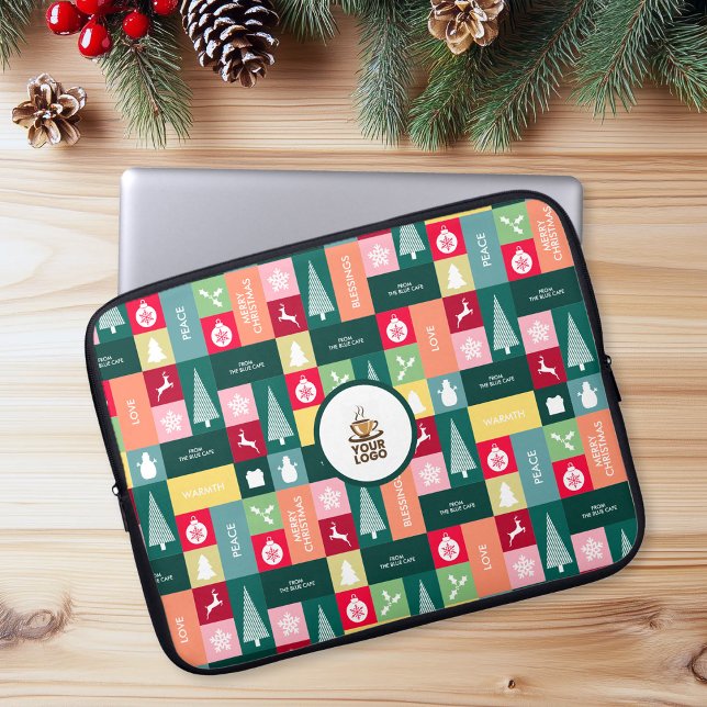 Weihnachten glückliche Tage Moderner Firmenname Laptopschutzhülle (Christmas Happy Holidays Modern Corporate Name Laptop Sleeve)