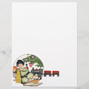 Weihnachten, glücklicher Junge spielen mit Spielze Flyer