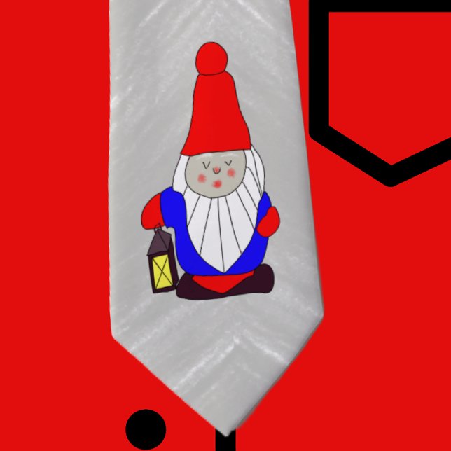 Weihnachten Gnome auf Office Grau Background Neck  Krawatte (Von Creator hochgeladen)