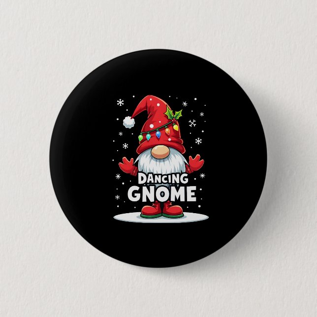 Weihnachten Gnome Dancing Gnome Familie Weihnachte Button (Vorderseite)