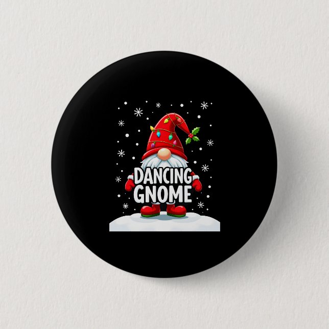Weihnachten Gnome Dancing Gnome Familie Weihnachte Button (Vorderseite)