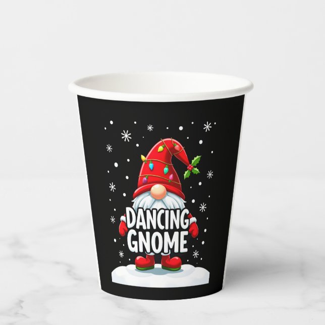 Weihnachten Gnome Dancing Gnome Familie Weihnachte Pappbecher (Vorderseite)