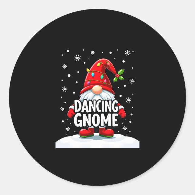 Weihnachten Gnome Dancing Gnome Familie Weihnachte Runder Aufkleber (Vorderseite)