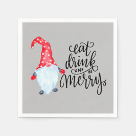 Weihnachten Gnome essen Drink froh sein Serviette