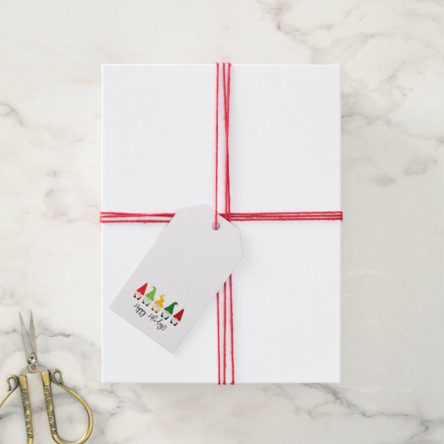 Weihnachten Gnomes Happy Holidays Fun Festival Geschenkanhänger (Mit Garn)