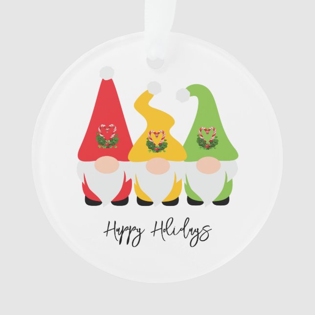 Weihnachten Gnomes Happy Holidays Name Jahr Spaß Ornament (Vorderseite)