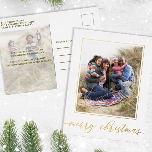 Weihnachten Gold Frohe Weihnachten Elegante Kallig Folien Feiertagspostkarte