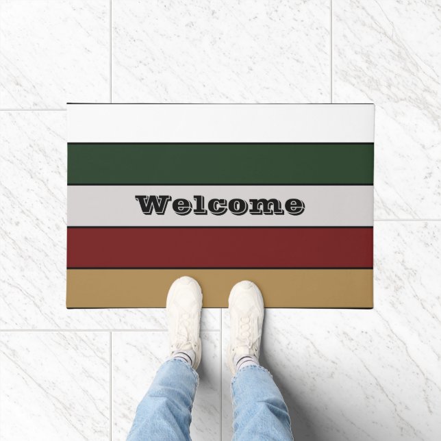 Weihnachten Gold Grün Rot Silber und Weiße Streife Fußmatte (Indoor)