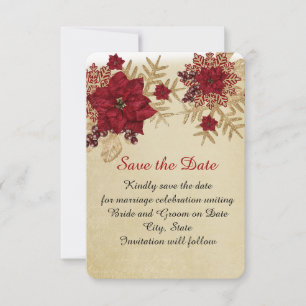 Weihnachten Gold/Roter Star Save the Date