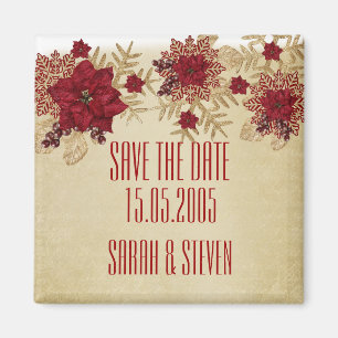 Weihnachten Gold/Roter Star Save the Date Magnet