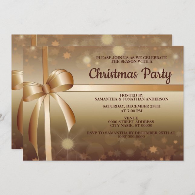 Weihnachten Golden Elegant Stilvolles Party Einladung (Vorne/Hinten)