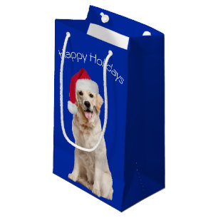 Weihnachten Golden Retriever auf blau Kleine Geschenktüte