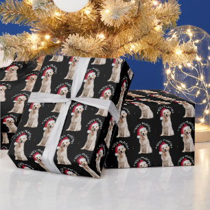 Weihnachten Golden Retriever auf schwarz Geschenkpapier