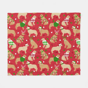 Weihnachten Golden Retriever Fleecedecke