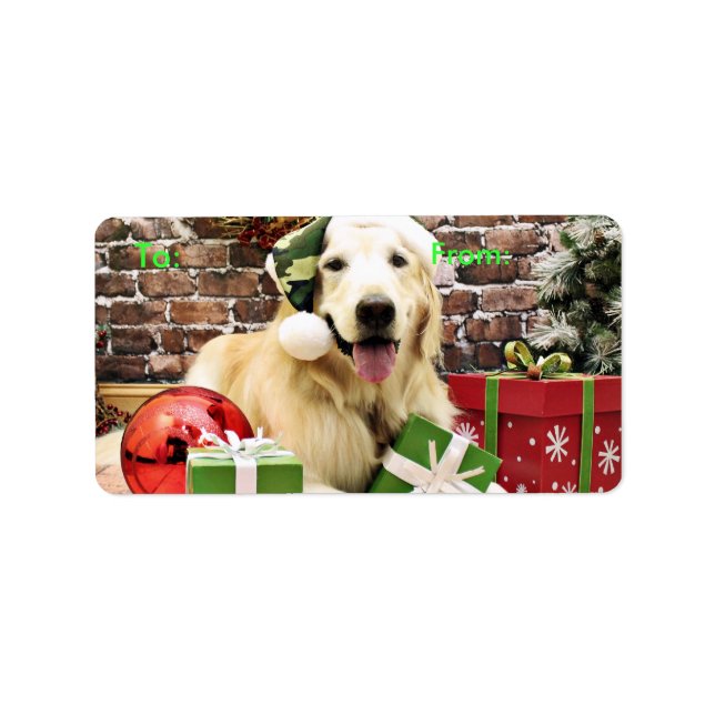 Weihnachten - Golden Retriever - Hudson Adressaufkleber (Vorne)