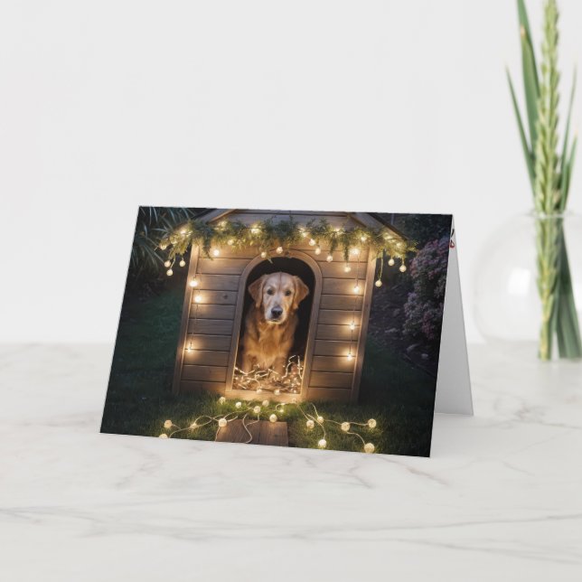 Weihnachten Golden Retriever In einem Doghouse (Vorderseite)