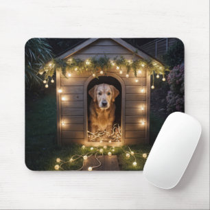Weihnachten Golden Retriever In einem Doghouse Mousepad