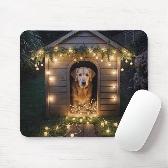 Weihnachten Golden Retriever In einem Doghouse Mousepad (Mit Mouse)