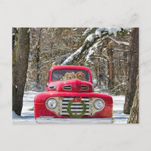 Weihnachten Golden Retriever in Retro Truck