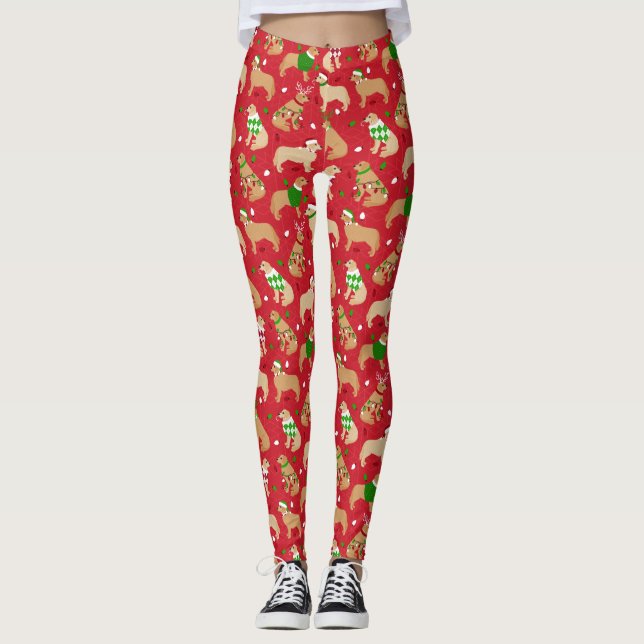 Weihnachten Golden Retriever Leggings (Vorderseite)