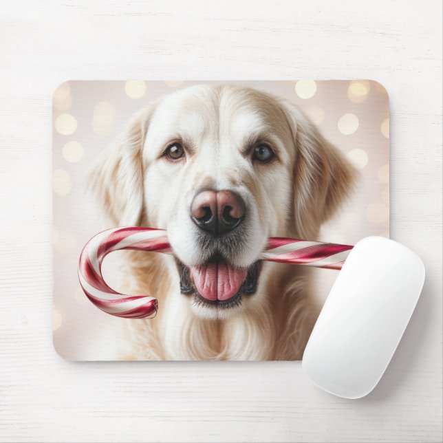 Weihnachten Golden Retriever mit Candy Cane Mousepad (Mit Mouse)