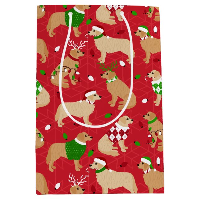Weihnachten Golden Retriever  Mittlere Geschenktüte (Vorderseite)