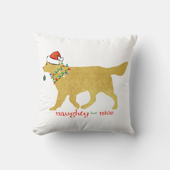 Weihnachten Golden Retriever Naughty aber Nice Kissen (Vorderseite)